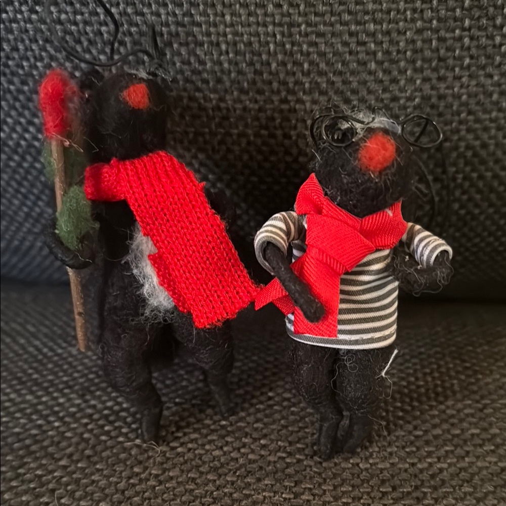 Handmade Pair of Black Felt Skunk Artists